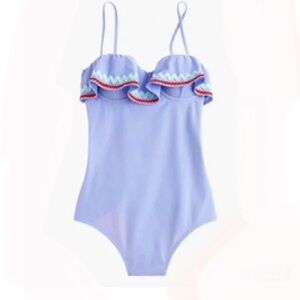 J. Crew Ruffle underwire one-piece swimsuit in piqué nylon with Ric Rac …